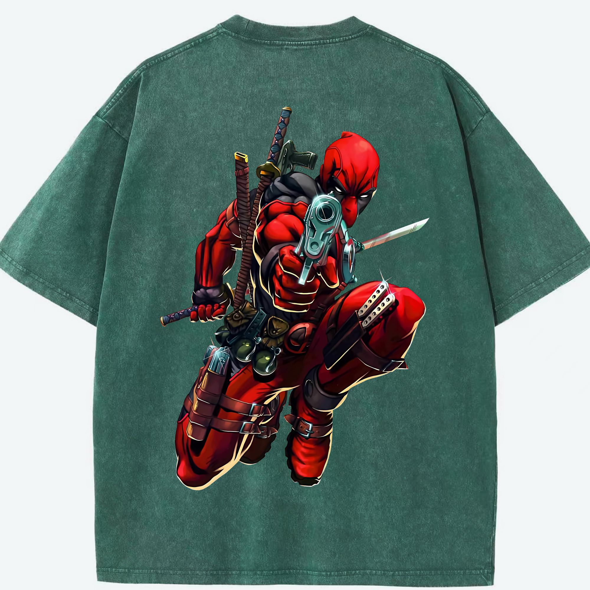 （画像用） Deadpool デッドプール 綿100% ヴィンテージ風 半袖Tシャツ（背面プリント）